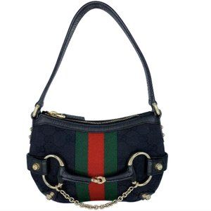 Gucci by Tom Ford Horse Bit Mini Bag Chain GG Monogram Green & Red Webbing